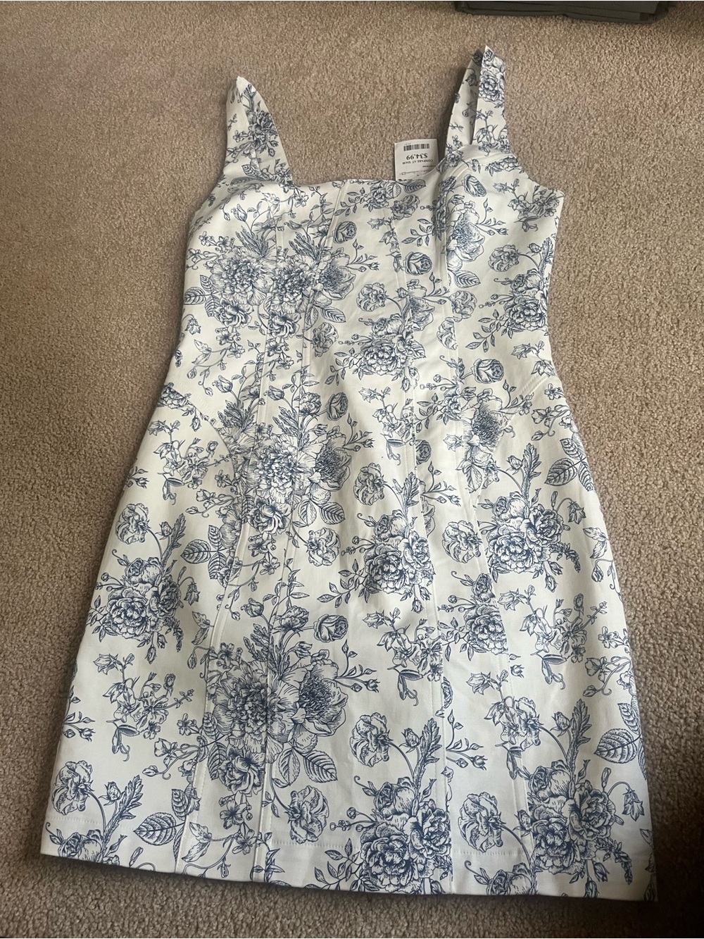Christian Lacroix White Dress with Navy Floral Detail